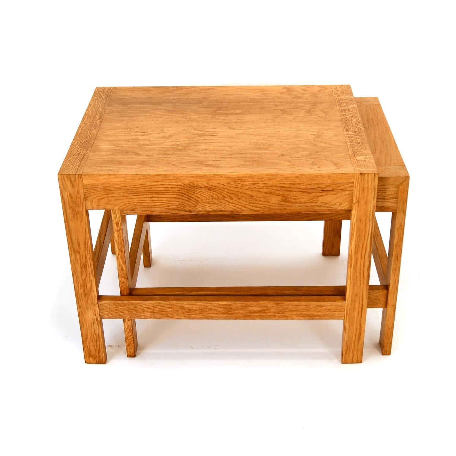 Danish Pair of Nestling Tables Børge Mogensen Silkborg Oak, Denmark, 1960s