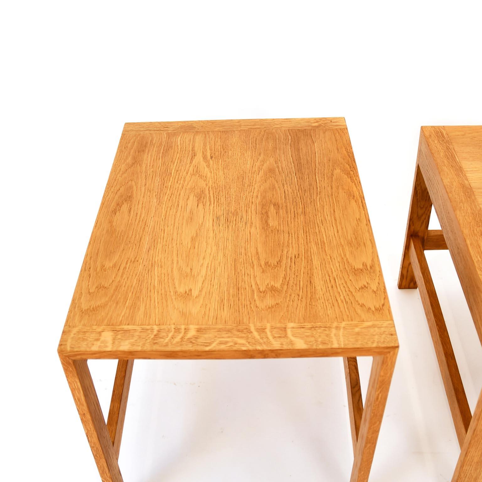 Pair of Nestling Tables Børge Mogensen Silkborg Oak, Denmark, 1960s 3