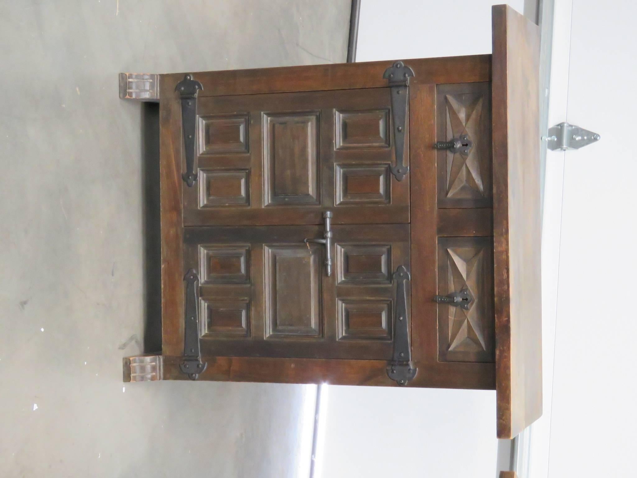 Pair of Nettle Creek primitive end tables with two drawers over two doors.