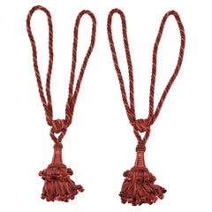 Pair of Never Used Shaded Red Curtain Tiebacks