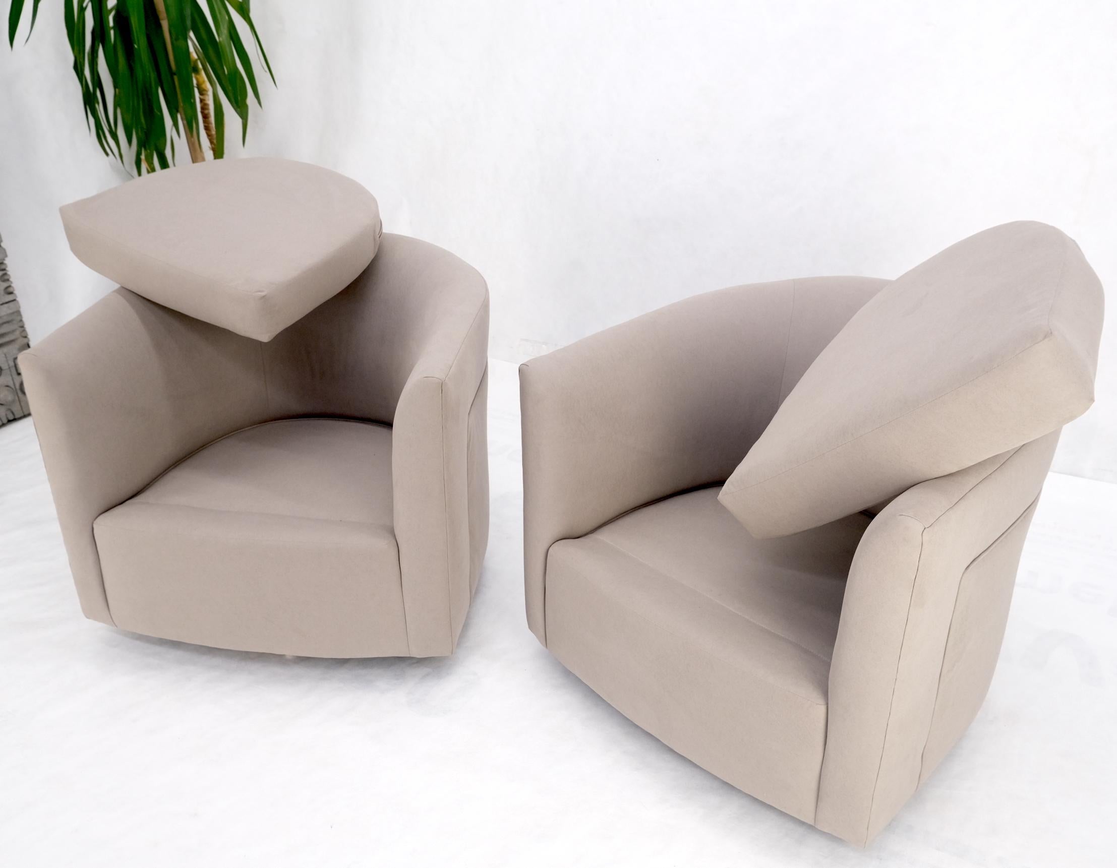 Pair of New Alcantera Upholstery Barrel Back Tub Baughman Lounge Chairs SHARP! For Sale 6
