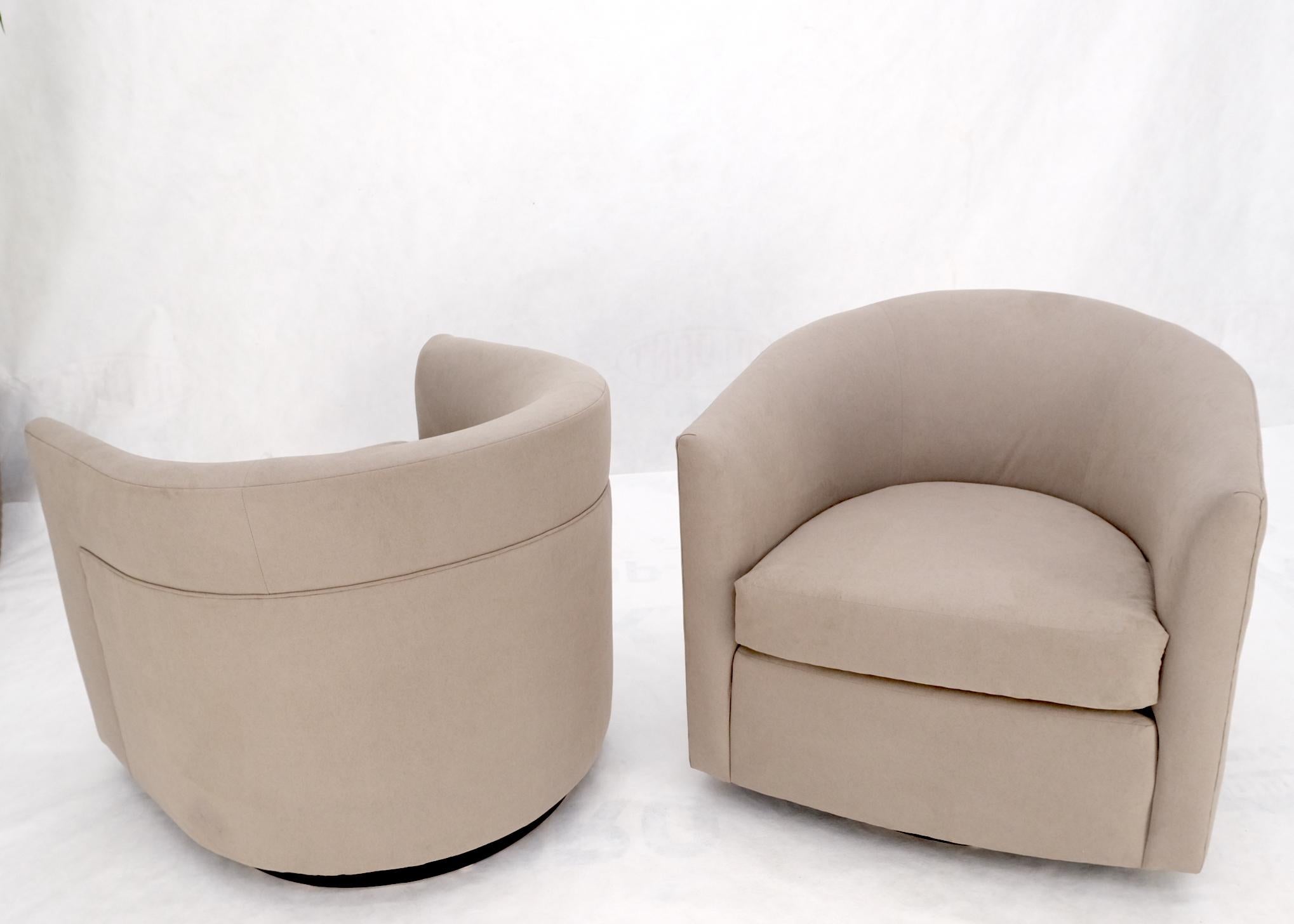 Pair of New Alcantera Upholstery Barrel Back Tub Baughman Lounge Chairs SHARP! For Sale 9
