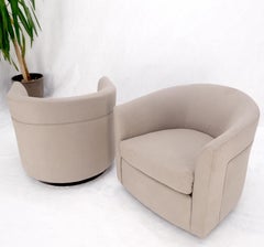 Pair of New Alcantera Upholstery Barrel Back Tub Baughman Lounge Chairs SHARP!
