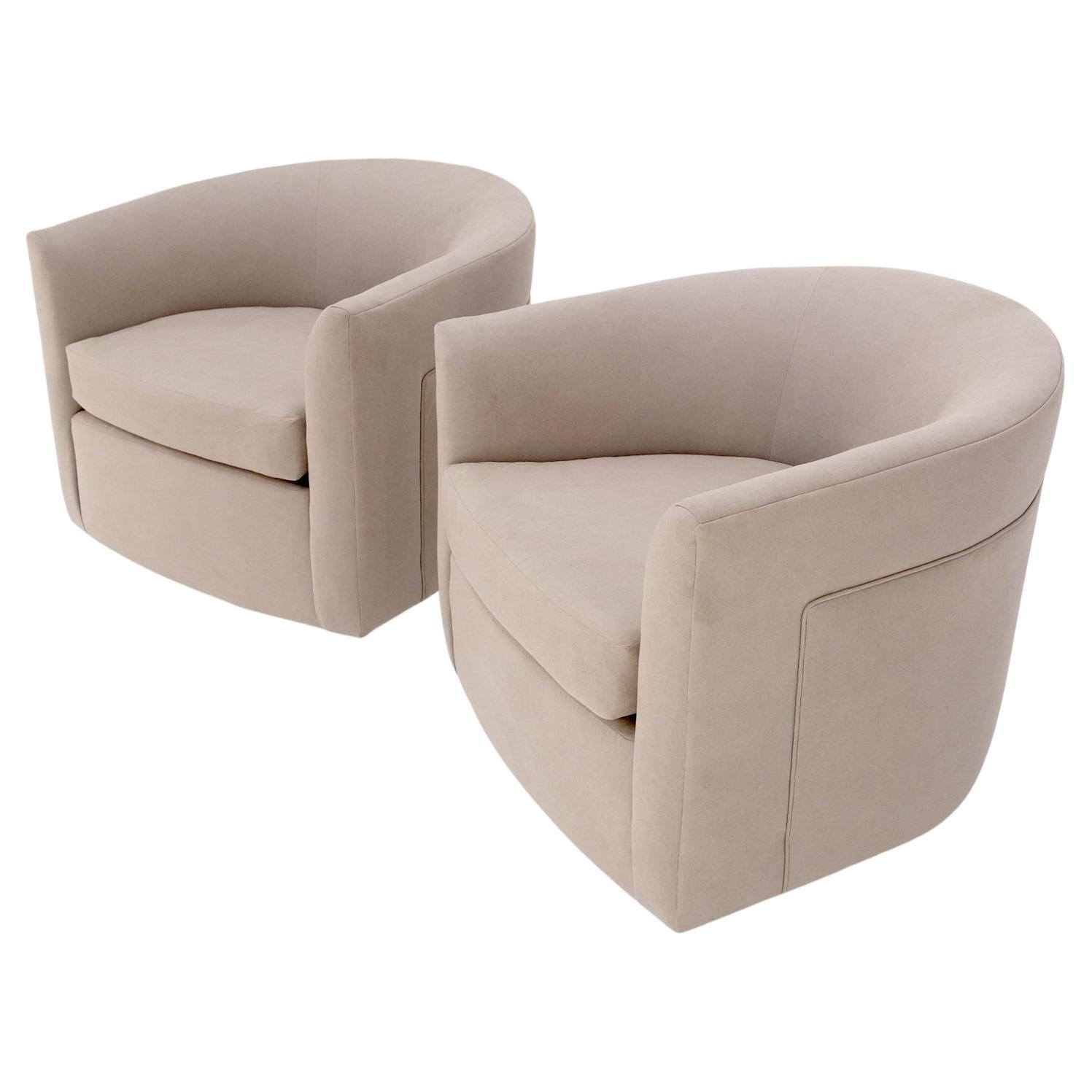 Pair of New Alcantera Upholstery Barrel Back Tub Baughman Lounge Chairs SHARP! In Excellent Condition For Sale In Rockaway, NJ