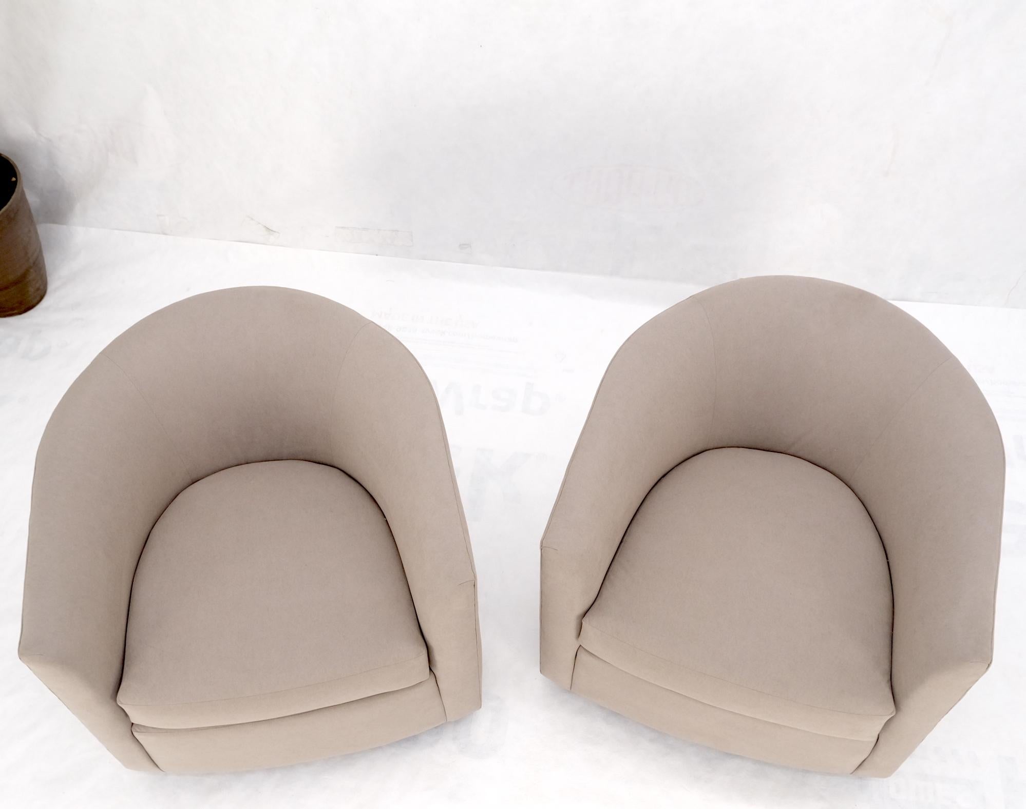 Ultrasuede Pair of New Alcantera Upholstery Barrel Back Tub Baughman Lounge Chairs SHARP! For Sale
