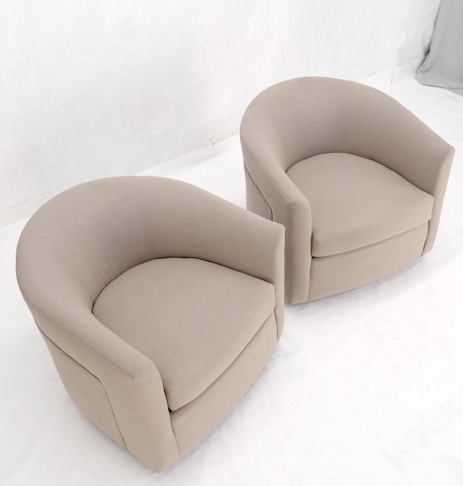 Pair of New Alcantera Upholstery Barrel Back Tub Baughman Lounge Chairs SHARP! For Sale 1