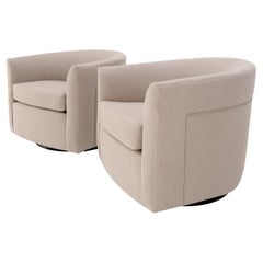 Pair of New Alcantera Upholstery Barrel Back Tub Baughman Lounge Chairs SHARP!