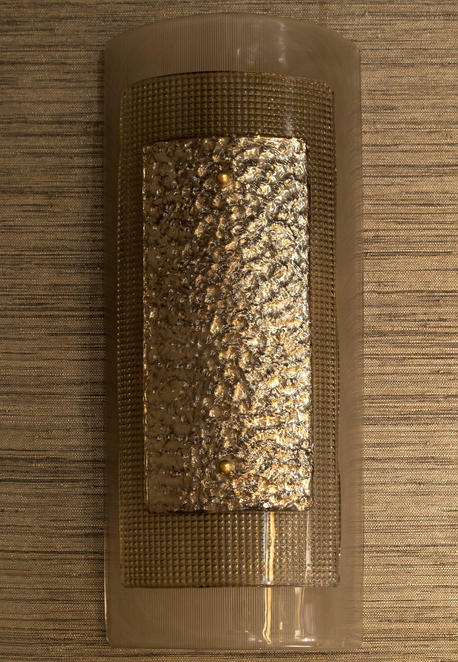 Italian Pair of New Argento Murano Glass Wall Sconces 'US Specification'