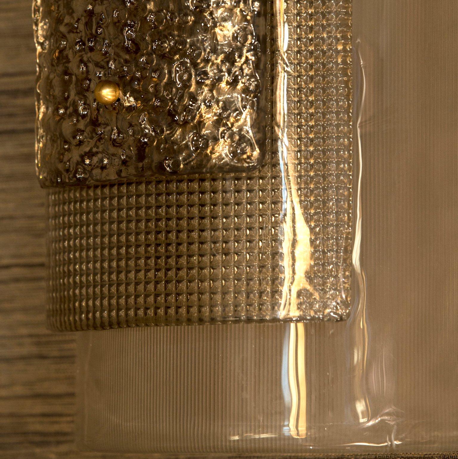 Contemporary Pair of New Argento Murano Glass Wall Sconces 'US Specification'