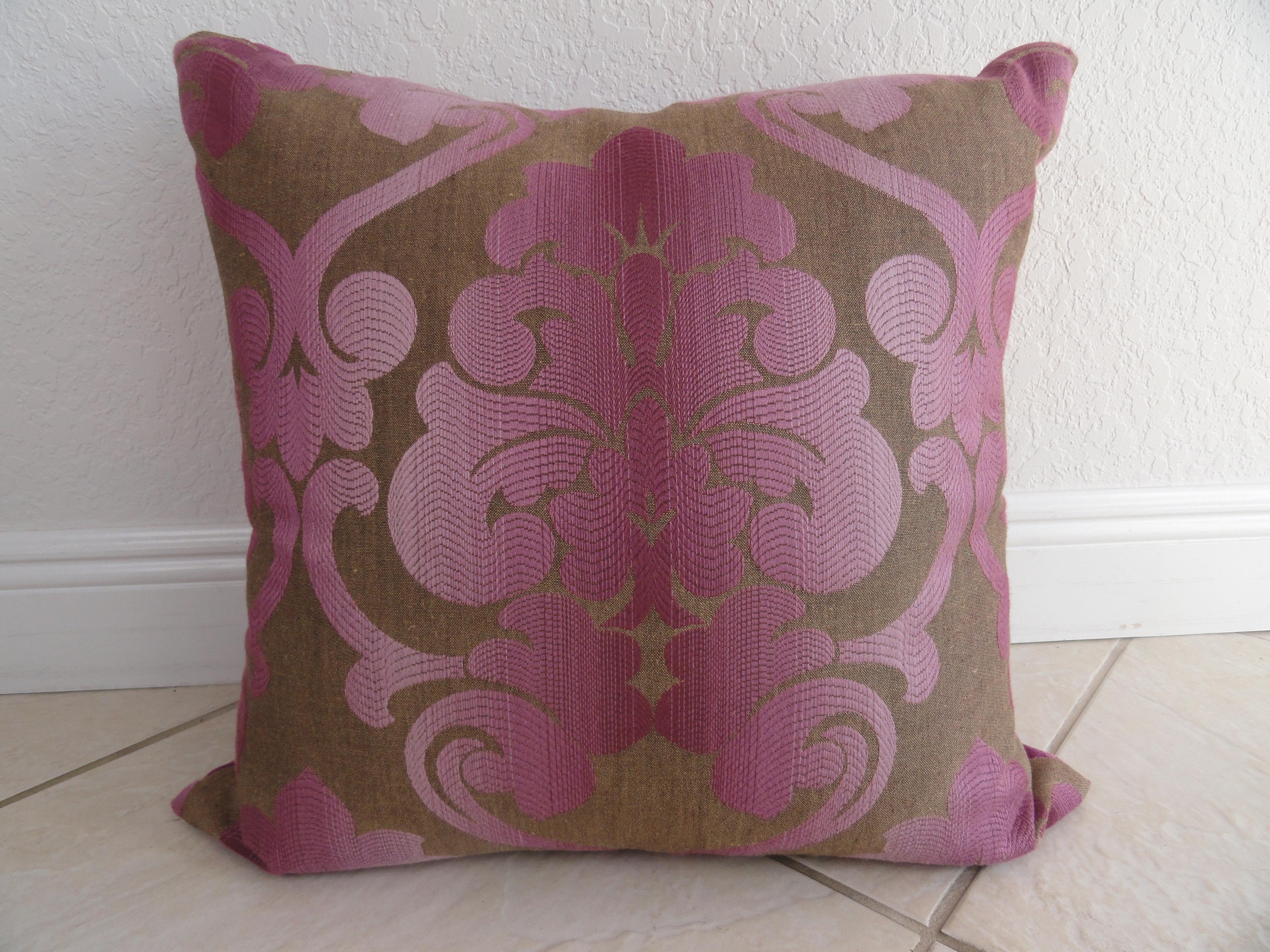 Cotton Pair of New Brocade Custom Pillows For Sale