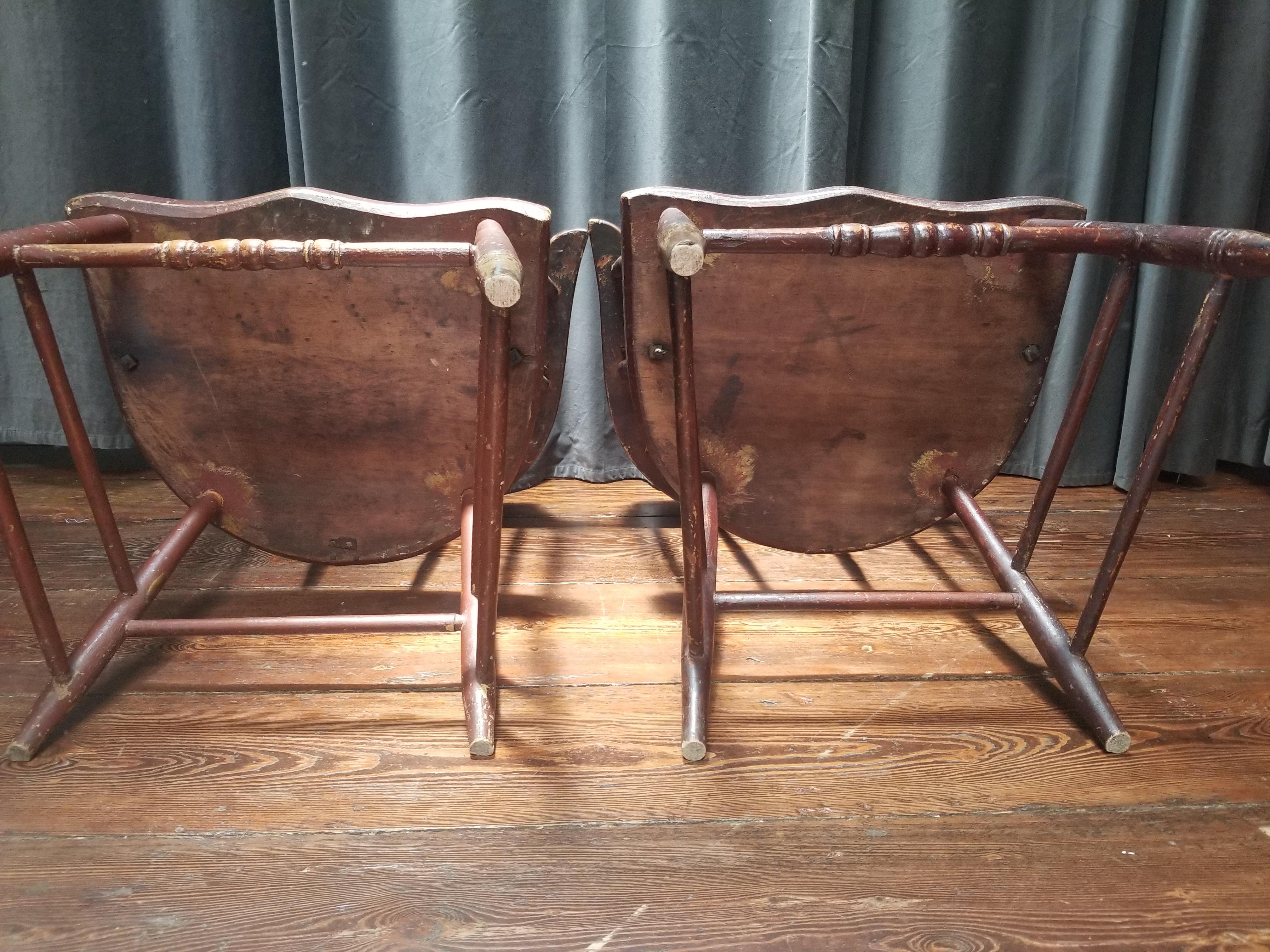 American Pair of Painted Windsor Chairs For Sale