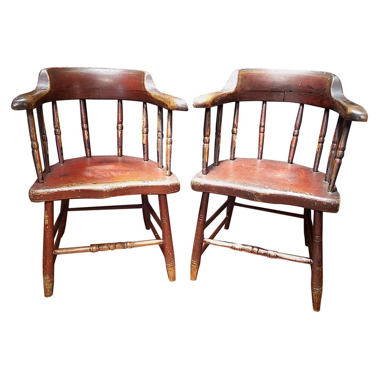 Pair of New England Painted Windsor Chairs For Sale