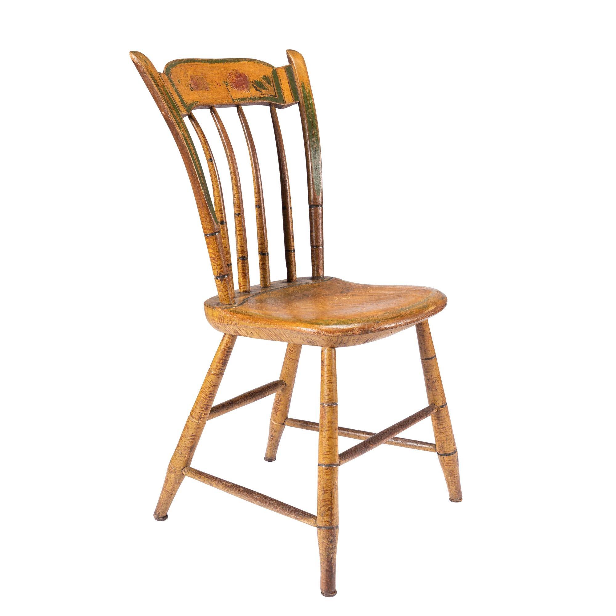 Paire de chaises d'appoint Windsor peintes de la Nouvelle-Angleterre, 1830-40 en vente 4