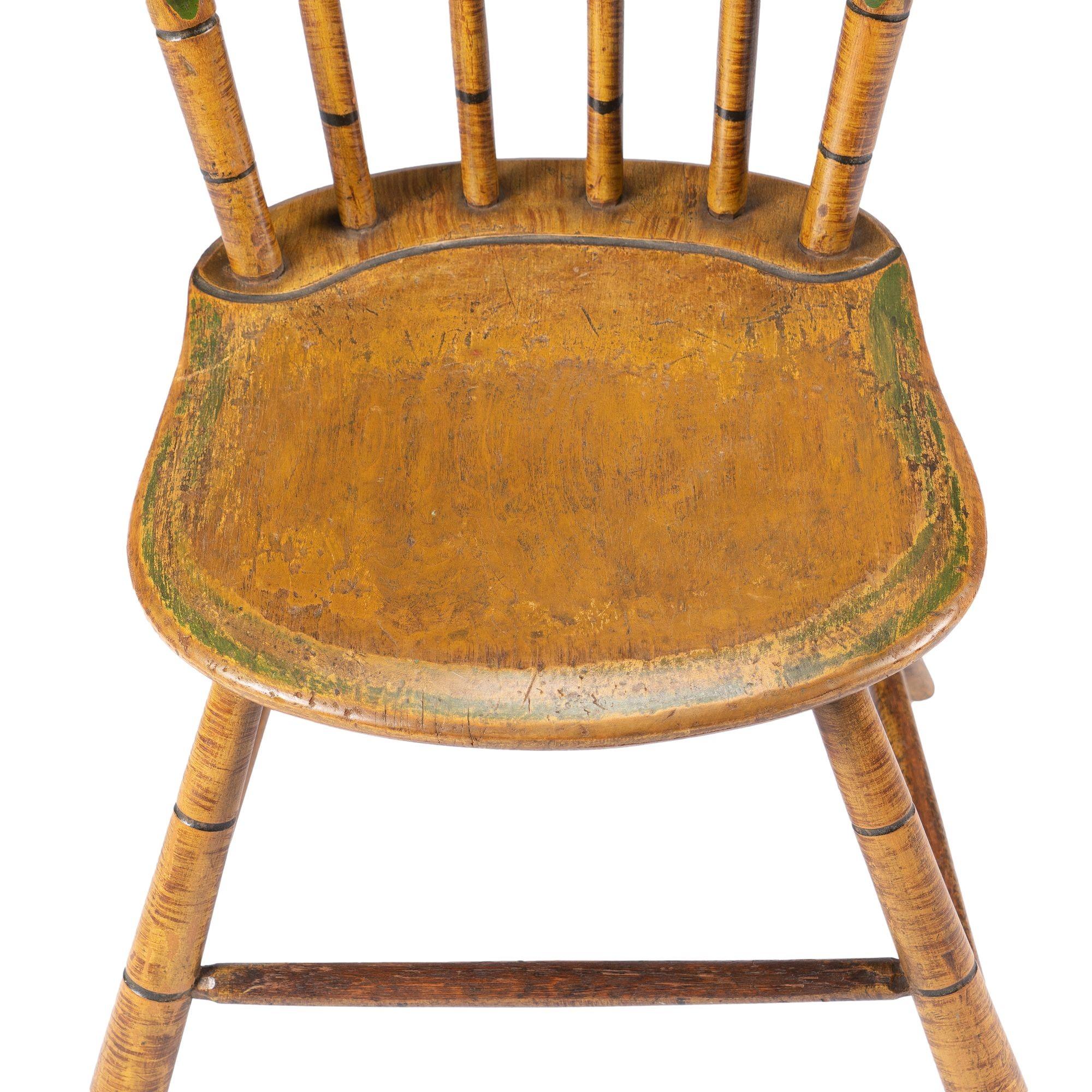 Paire de chaises d'appoint Windsor peintes de la Nouvelle-Angleterre, 1830-40 en vente 5