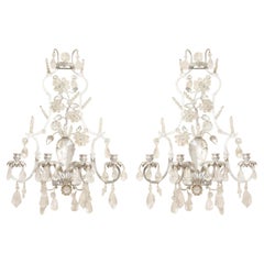 Pair of New Four-Light Rock Crystal Sconces