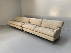 Pair of New Lord Browns "Standard-Arm" Large 3-Seat Sofas - In Ian Mankin Herrin