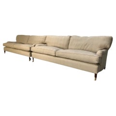 Pair of New Lord Browns "Standard-Arm" Large 3-Seat Sofas - In Ian Mankin Herrin