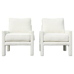 Pair of New Milo Baughman-Style Parsons Chairs in Scalamandre Ladakh Boucle