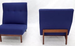 Pair of New Navy Blue Wool Upholstery Lounge Slipper Chairs