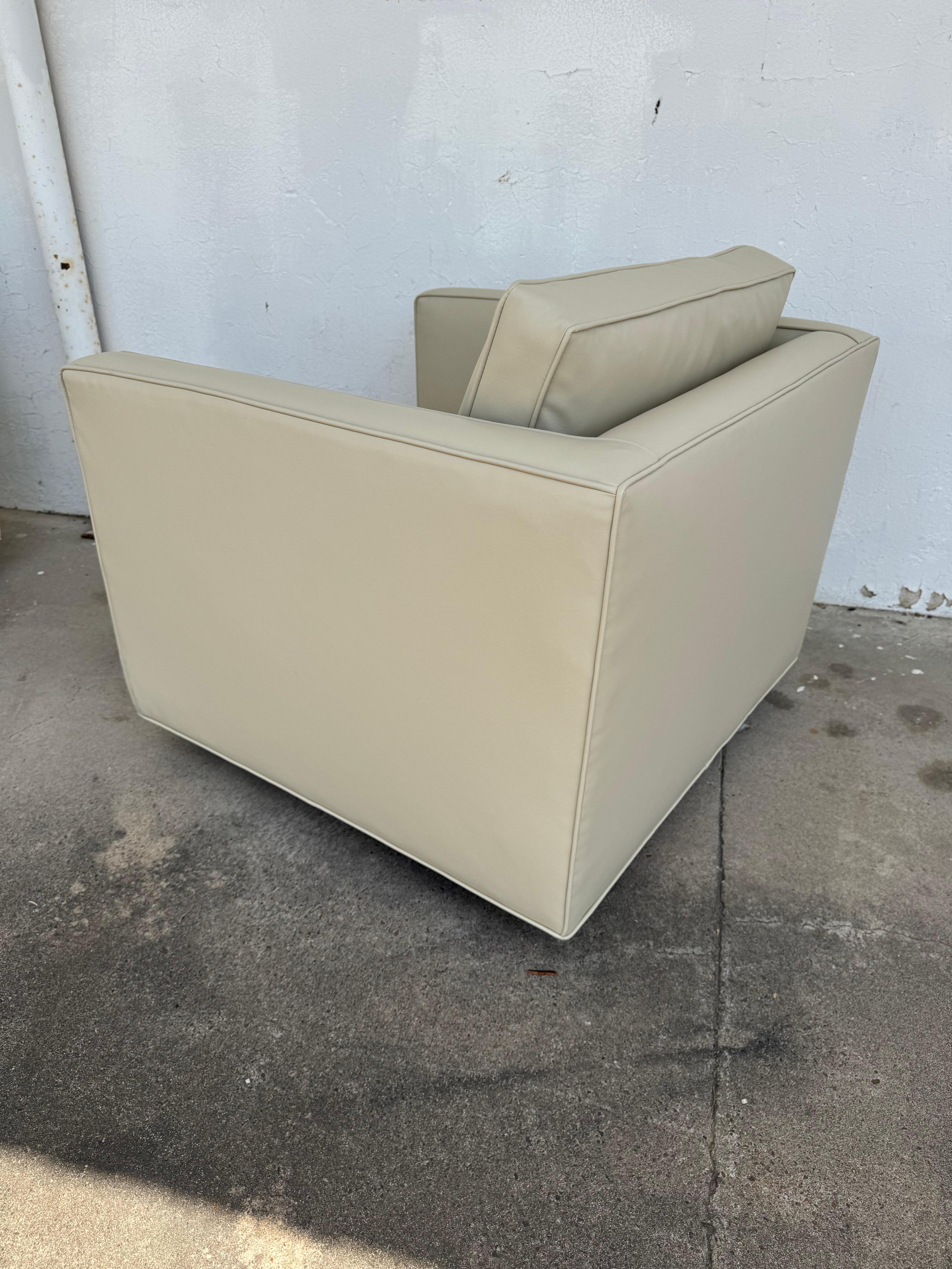 American Pair of New Reupholstered Dunbar Tuxedo Lounge Chairs in Ultra Fabric For Sale
