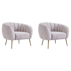 Pair of New Velvet Upholstered Armchairs