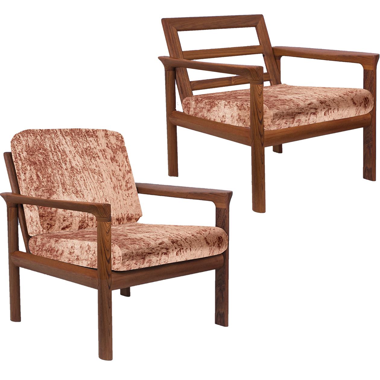 Pair of New Velvet Upholstered Sculptural Easy Chairs by Sven Ellekaer, 1960s For Sale 4
