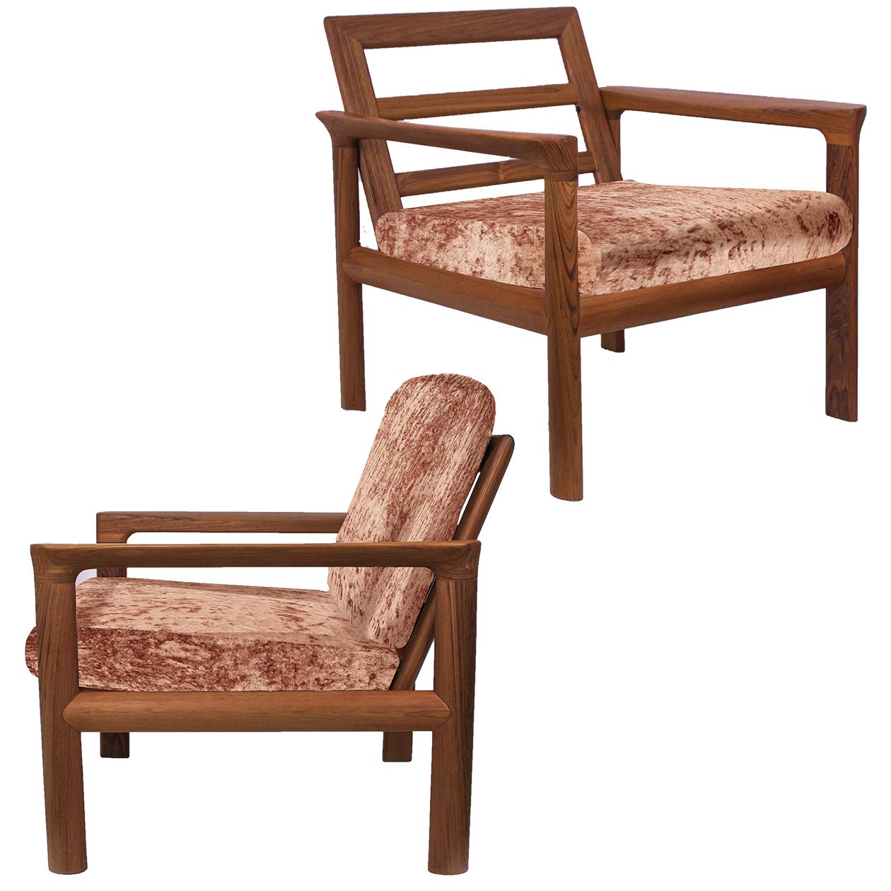 Pair of New Velvet Upholstered Sculptural Easy Chairs by Sven Ellekaer, 1960s For Sale 6