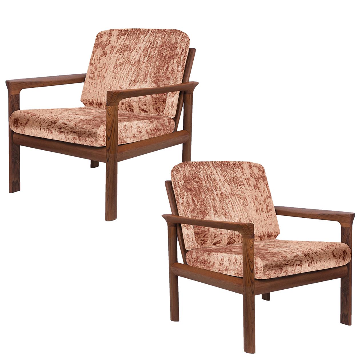 Pair of New Velvet Upholstered Sculptural Easy Chairs by Sven Ellekaer, 1960s For Sale 9