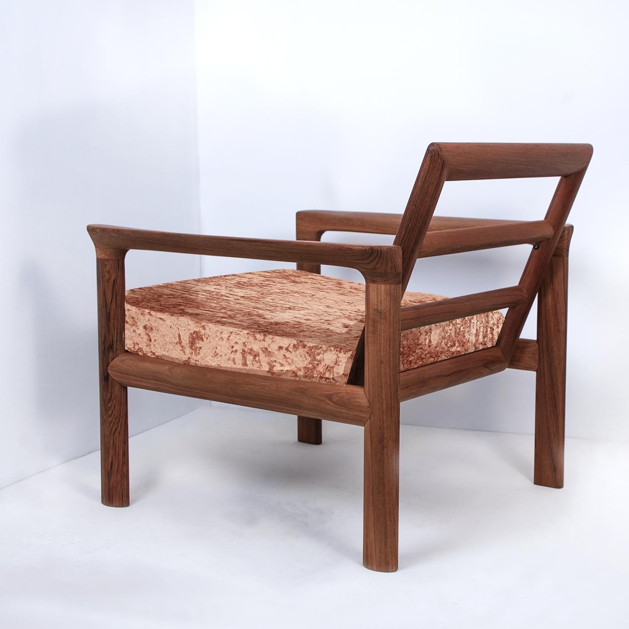 20th Century Pair of New Velvet Upholstered Sculptural Easy Chairs by Sven Ellekaer, 1960s For Sale
