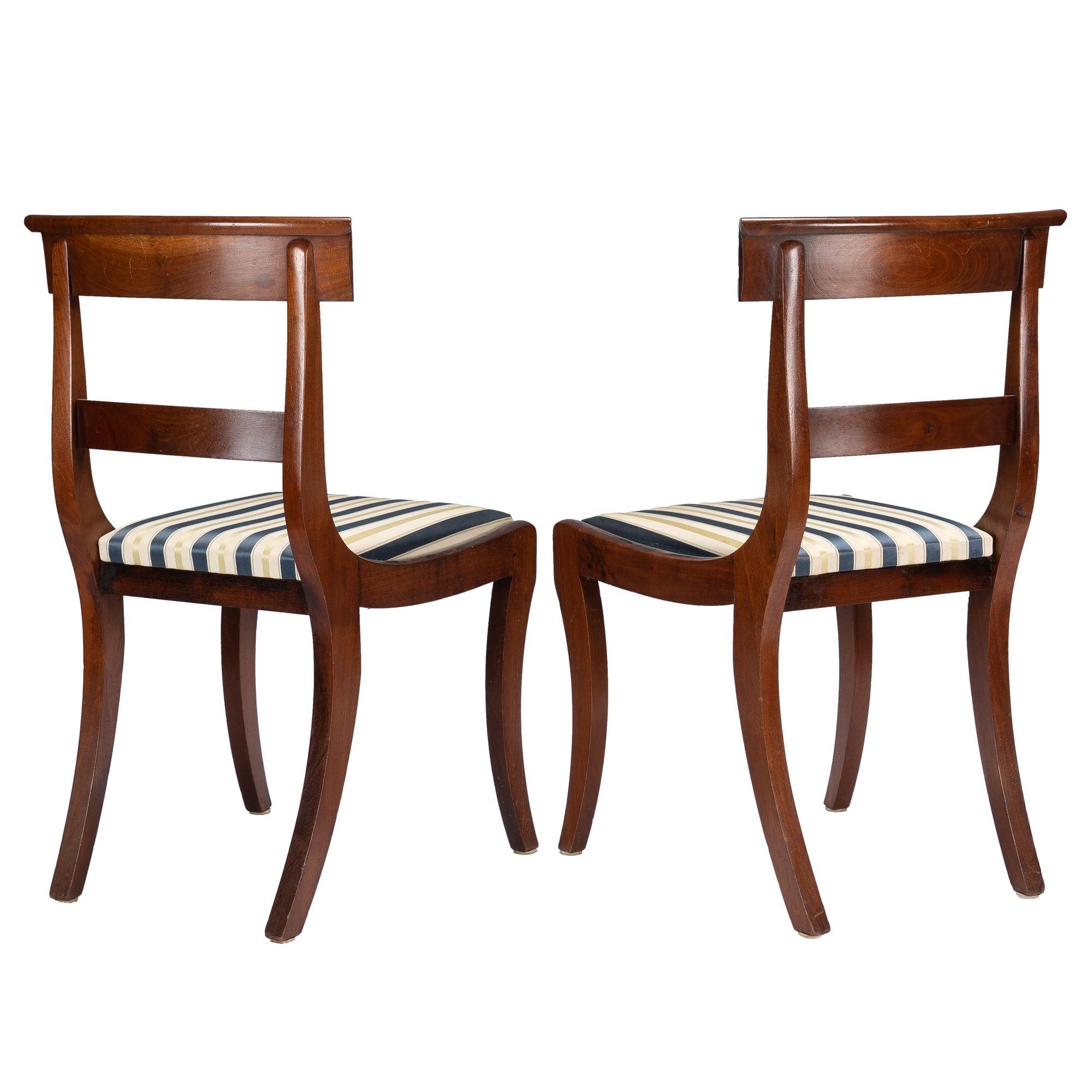19th Century Pair of New York mahogany Klismos slip seat side chairs, 1825 For Sale