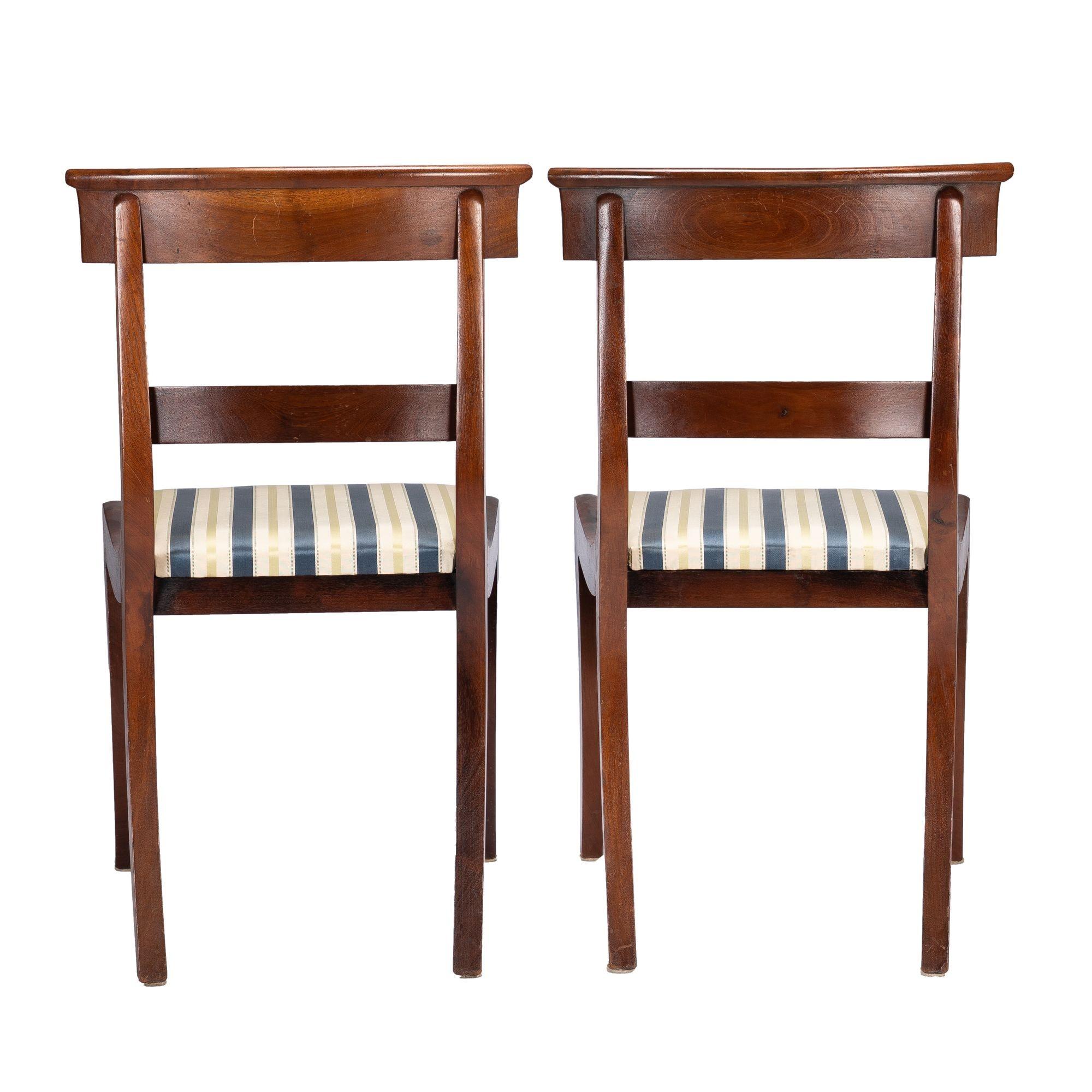Upholstery Pair of New York mahogany Klismos slip seat side chairs, 1825 For Sale