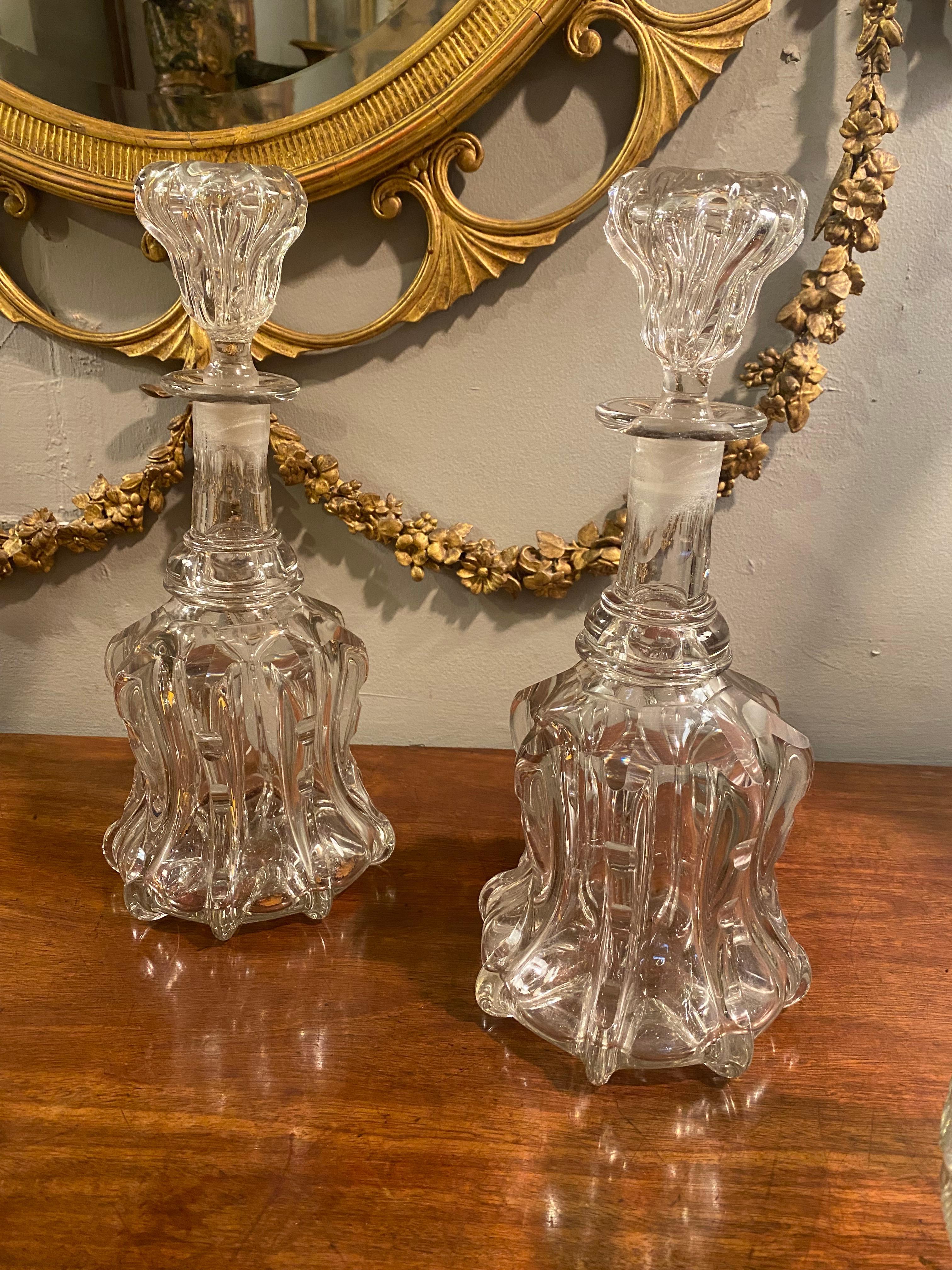 English Pair of 'Newcastle' Design Glass Decanters For Sale