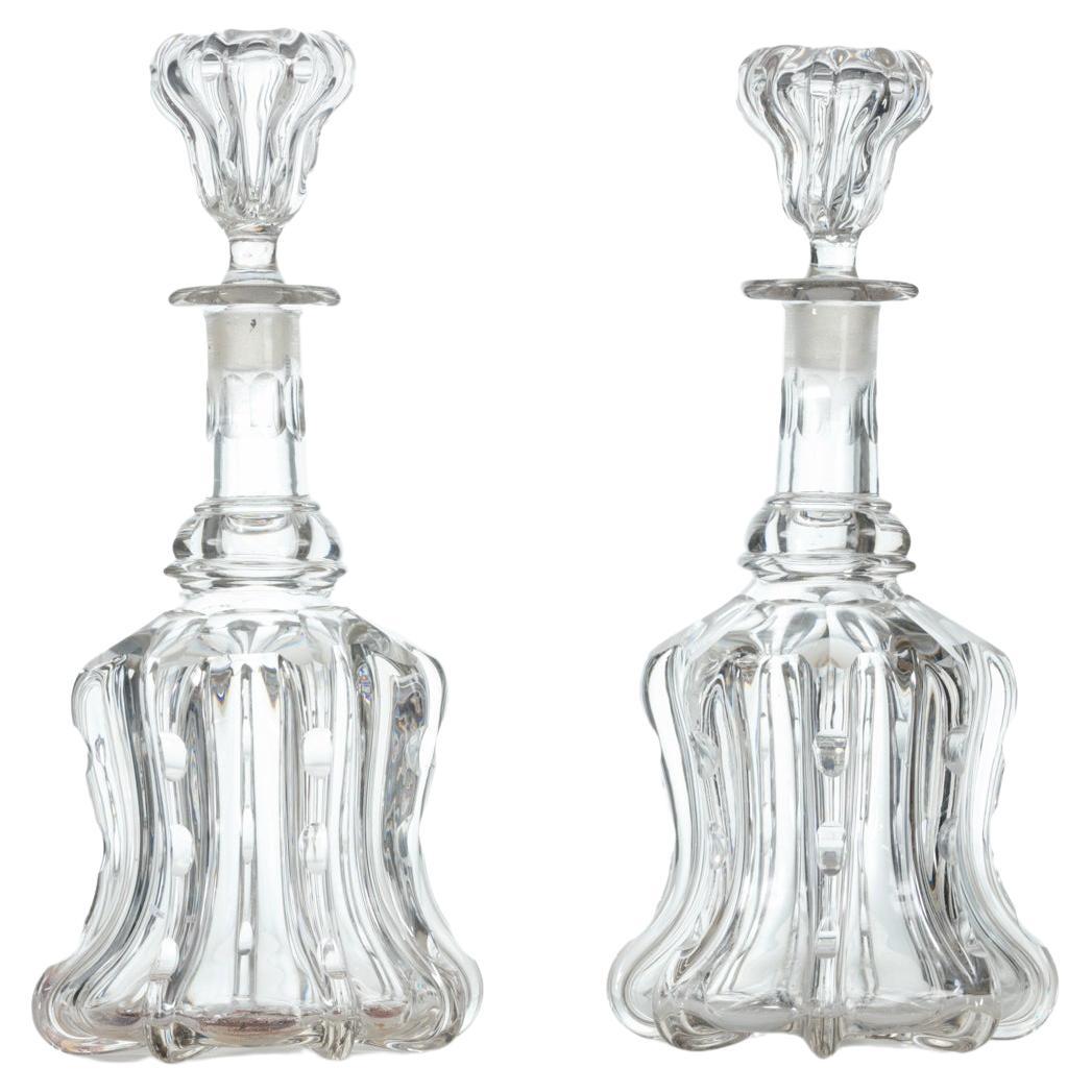 Pair of 'Newcastle' Design Glass Decanters For Sale