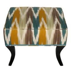 Pair of Newly Upholstered Ikat Flamestitch Benches