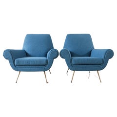 Vintage Pair of Newly Upholstered Italian Mid-Century Armchairs