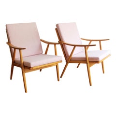 Pair of Newly Upholstered Midcentury Armchairs by Antonin Suman for TON