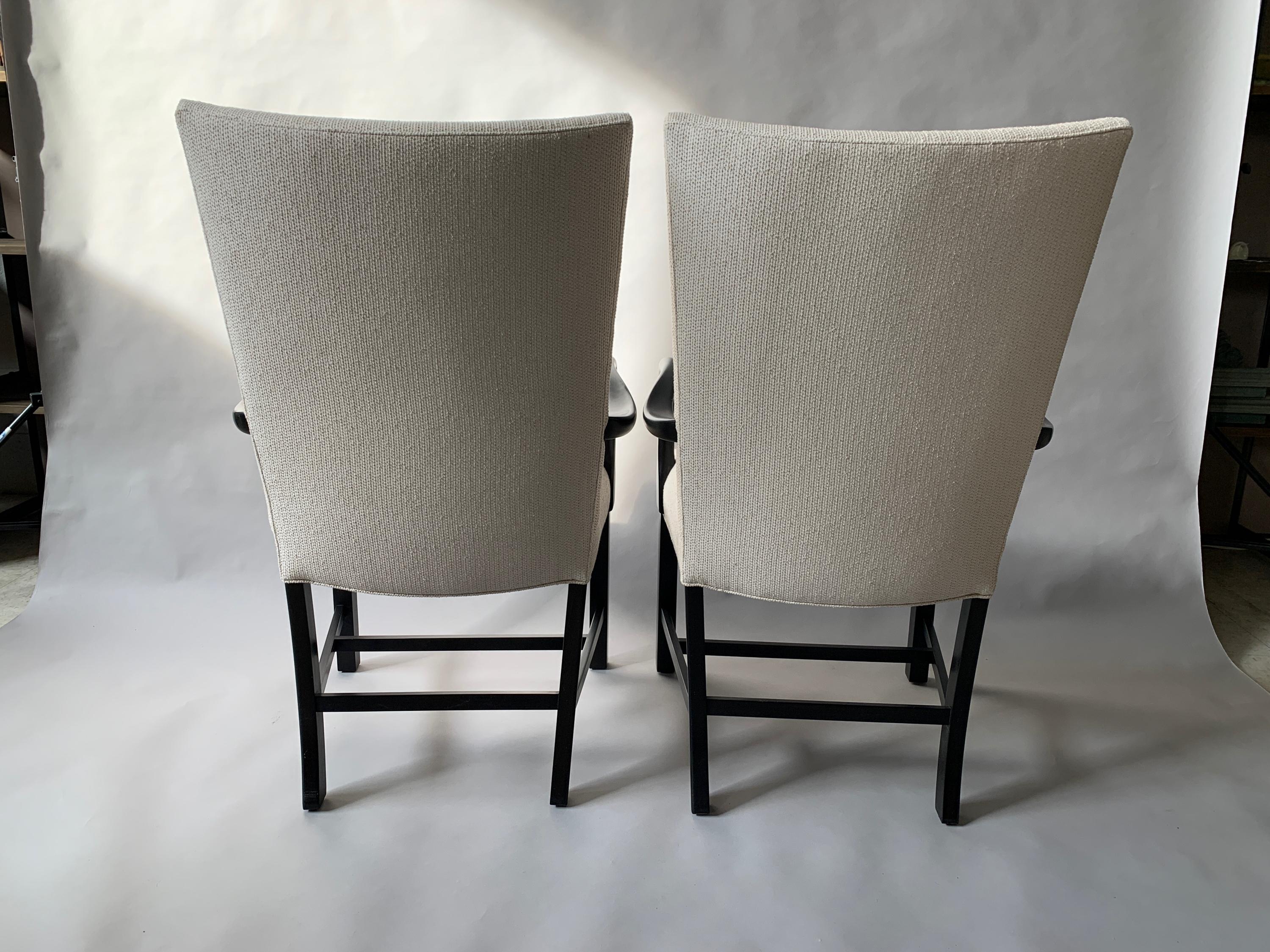 Mid-Century Modern Pair of Newly Upholstered Midcentury Danish Ebonized Armchairs For Sale