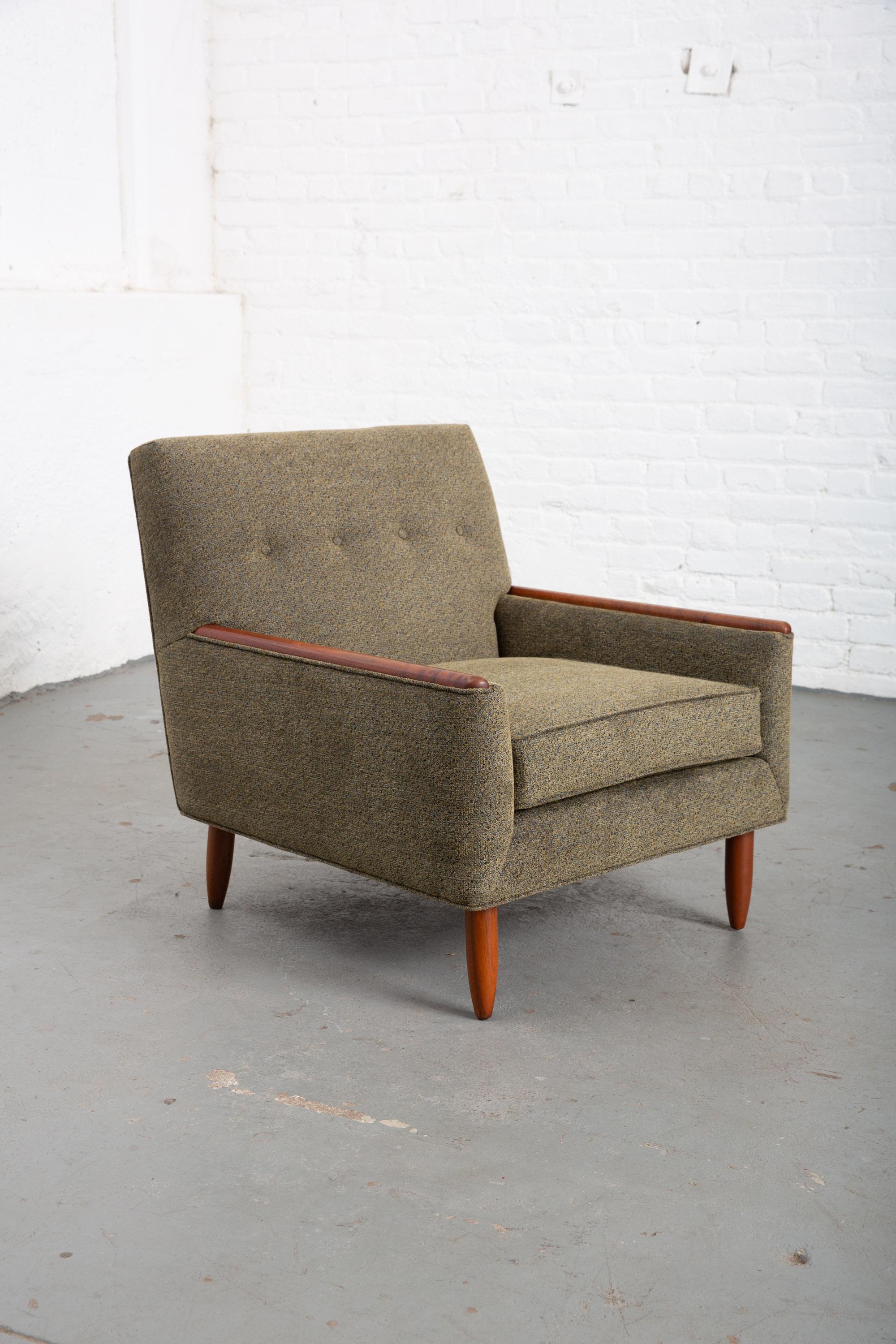 American Pair of Newly Upholstered Mid-Century Modern Armchairs