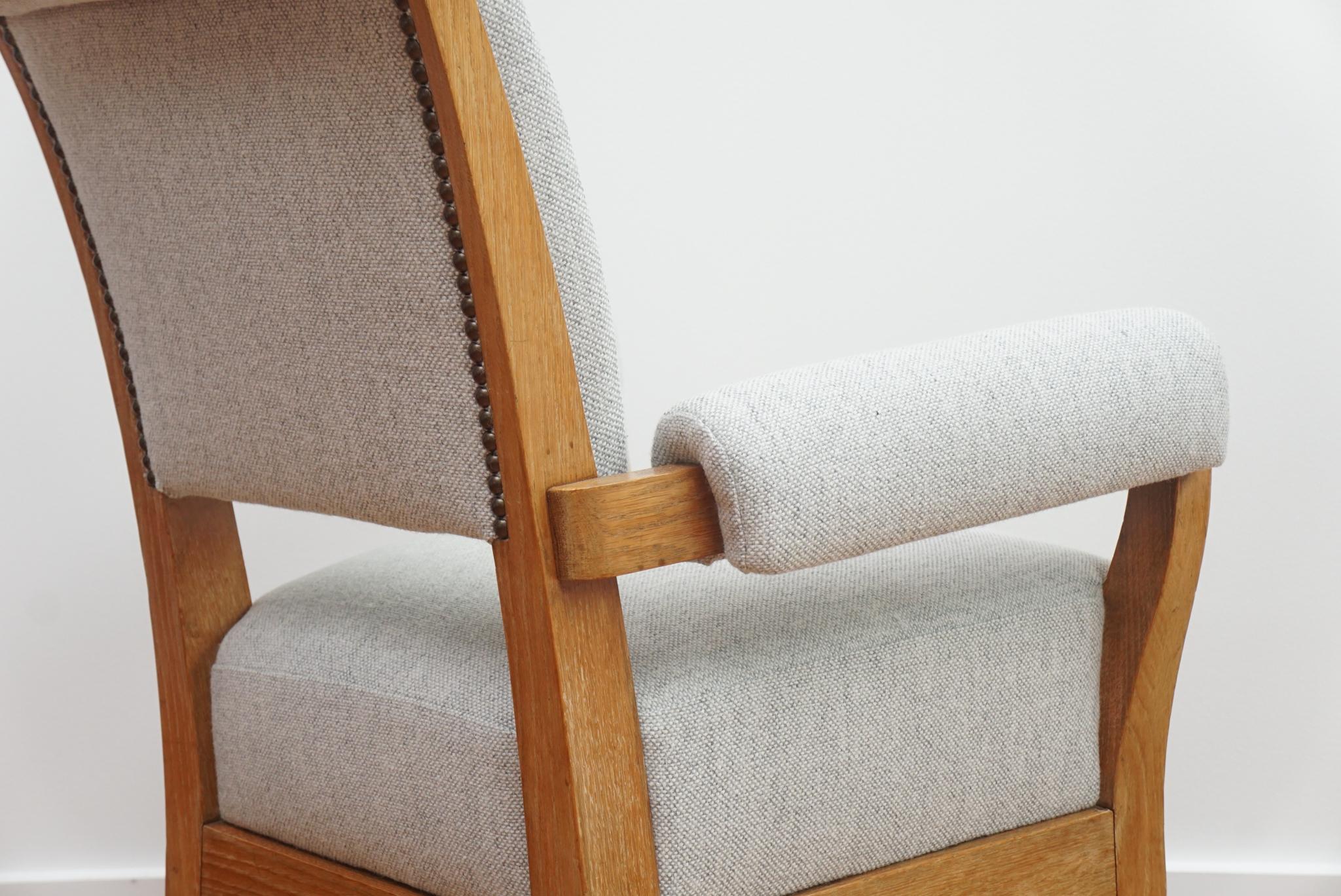 Upholstery Pair of Newly Upholstered Oak Armchairs C. 1945 For Sale