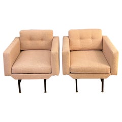 Pair of Newly Upholstered Pale Pink Bouclé Armchairs, 1950s