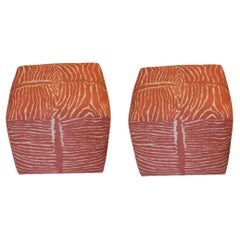 Pair of Newly Upholstered Petite Ottomans