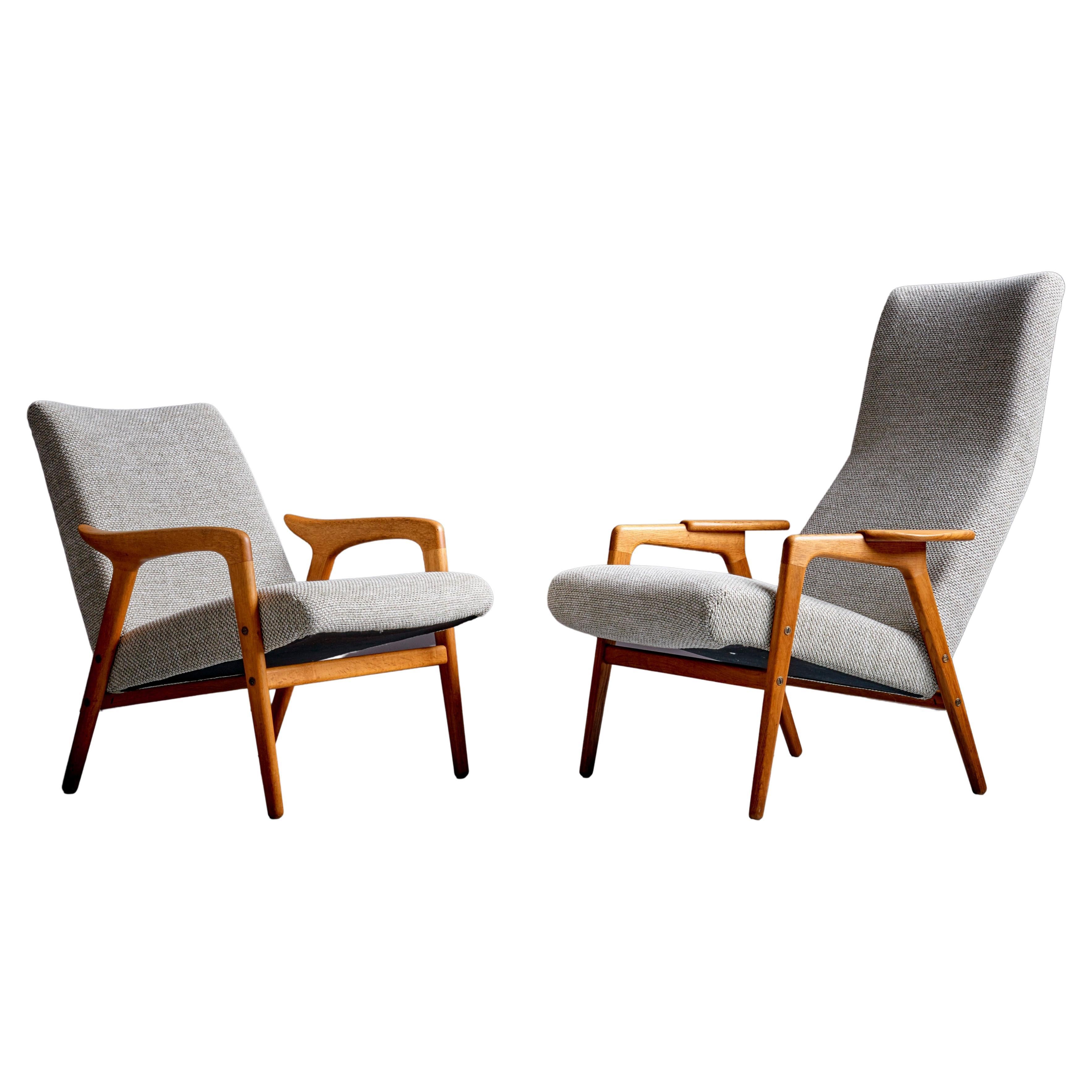 Pair of Newly Upholstered Yngve Ekström 'Lästo' and 'Ruster' Lounge Chairs For Sale