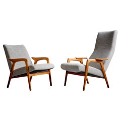 Vintage Pair of Newly Upholstered Yngve Ekström 'Lästo' and 'Ruster' Lounge Chairs
