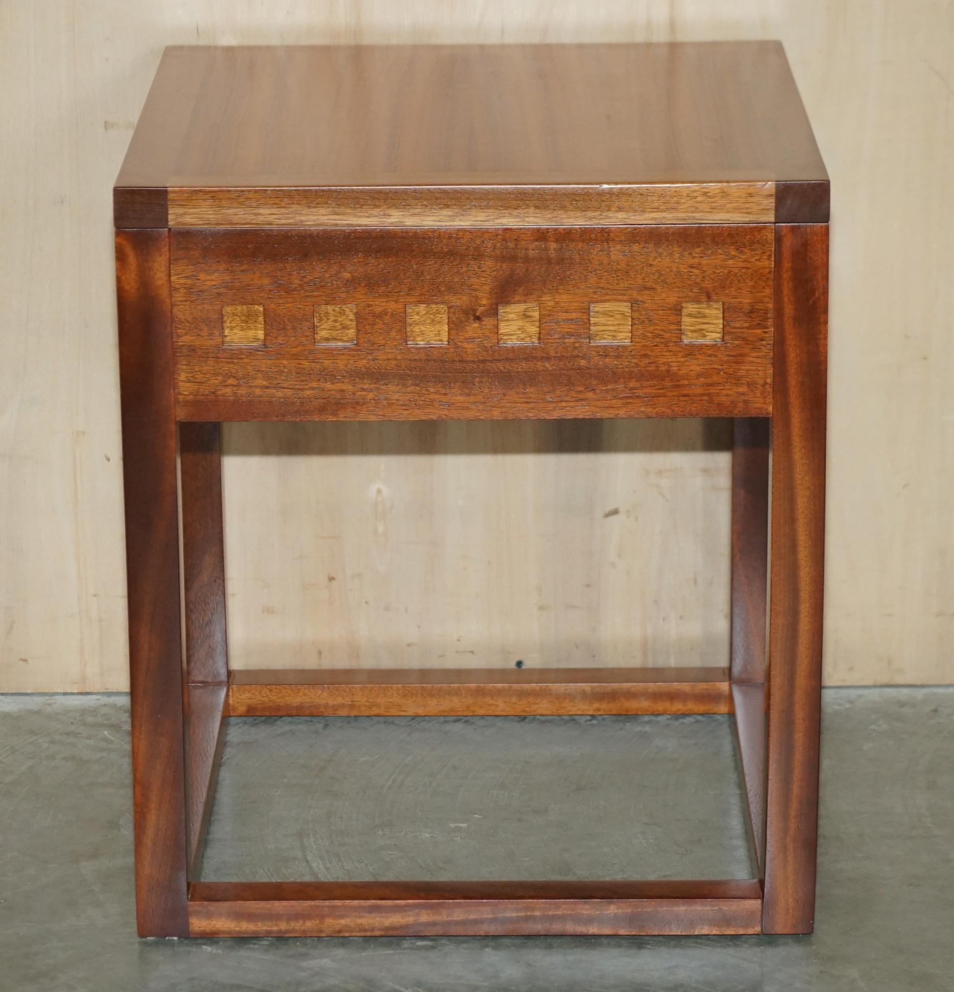 Pair of Nice Hand Made Cherry and Teak Wood Side Tables x 4 Available in Total For Sale 8