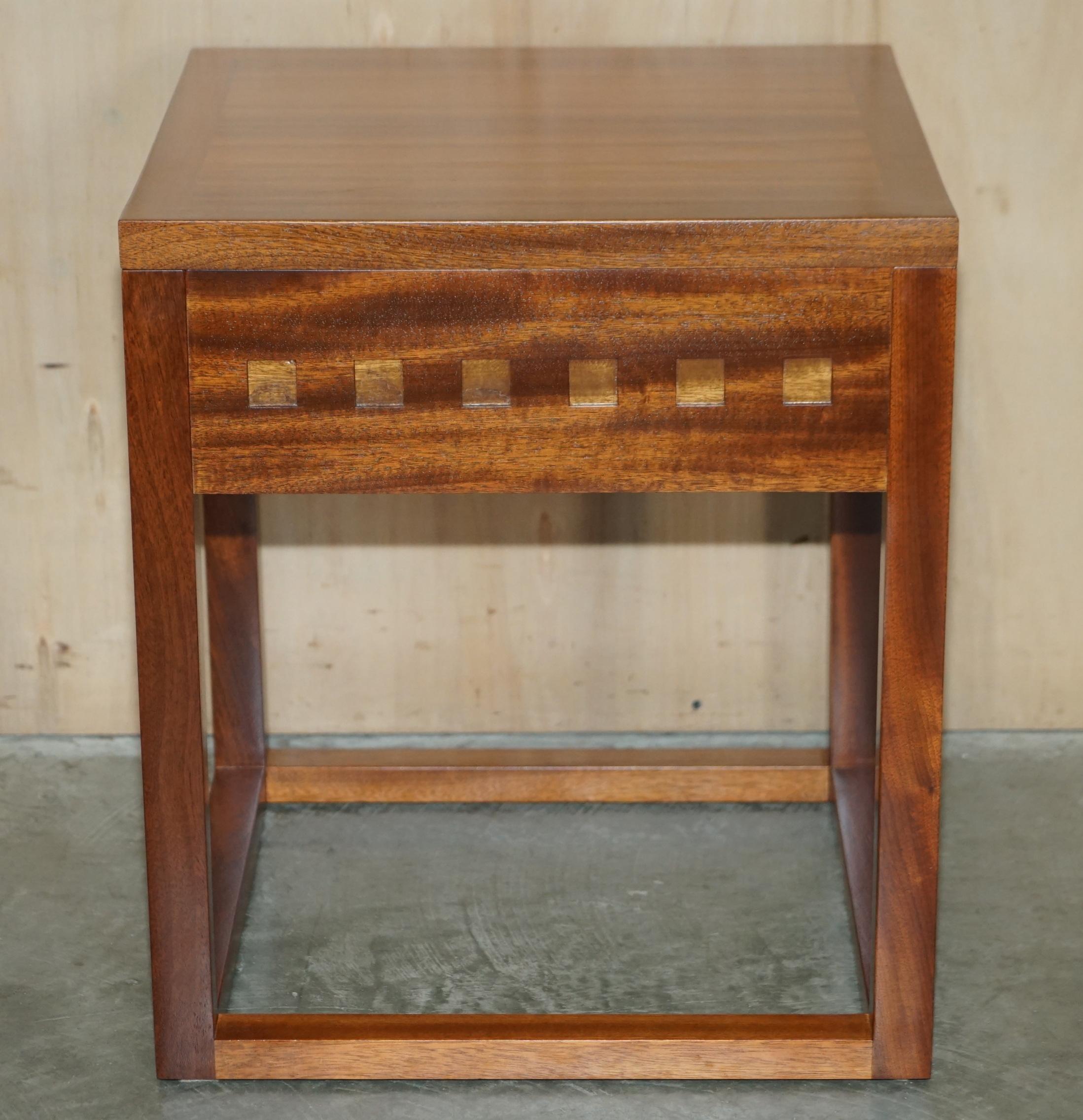 Mid-Century Modern Pair of Nice Hand Made Cherry and Teak Wood Side Tables x 4 Available in Total For Sale