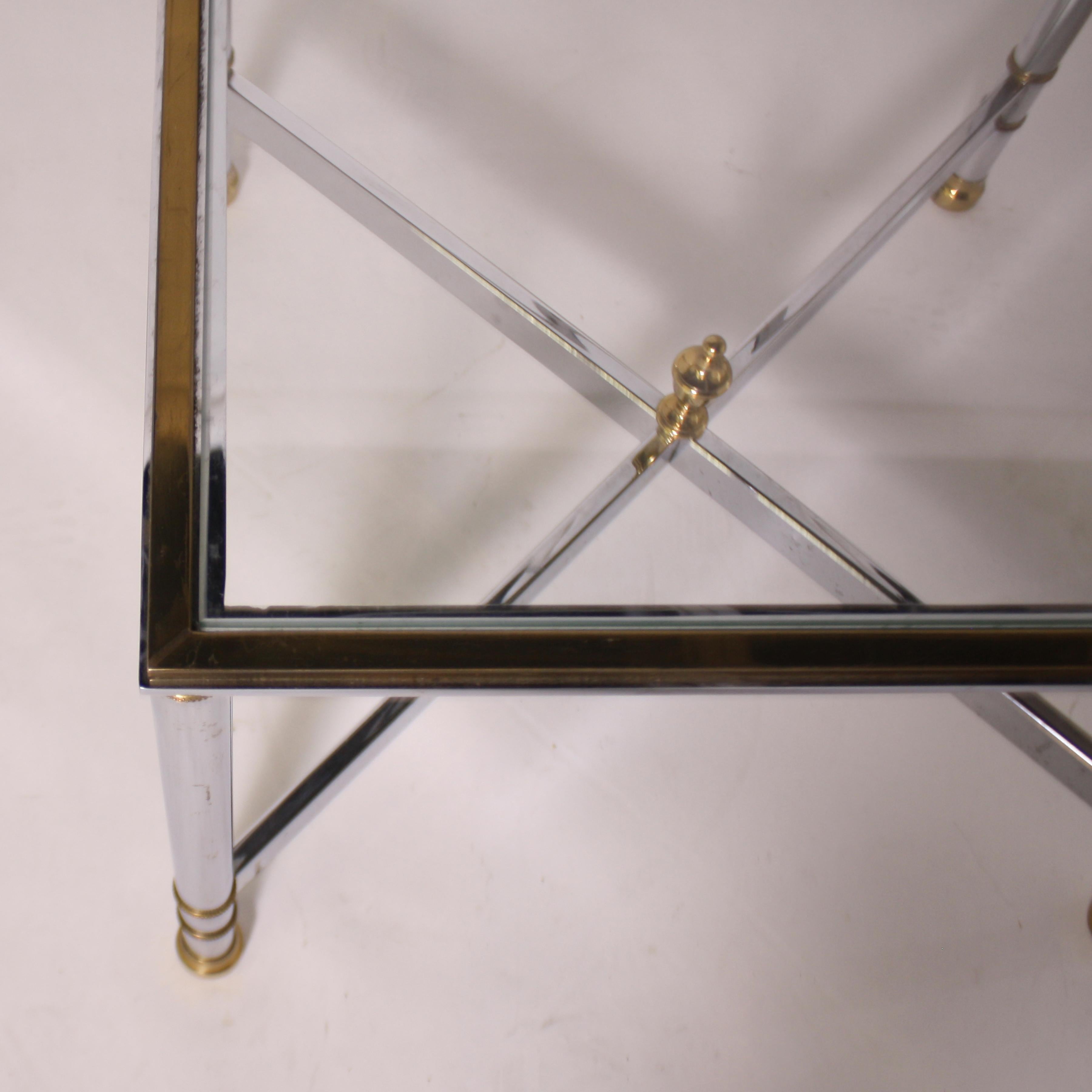 Pair of Nickel and Brass Tables, circa 1950 In Good Condition For Sale In Dallas, TX