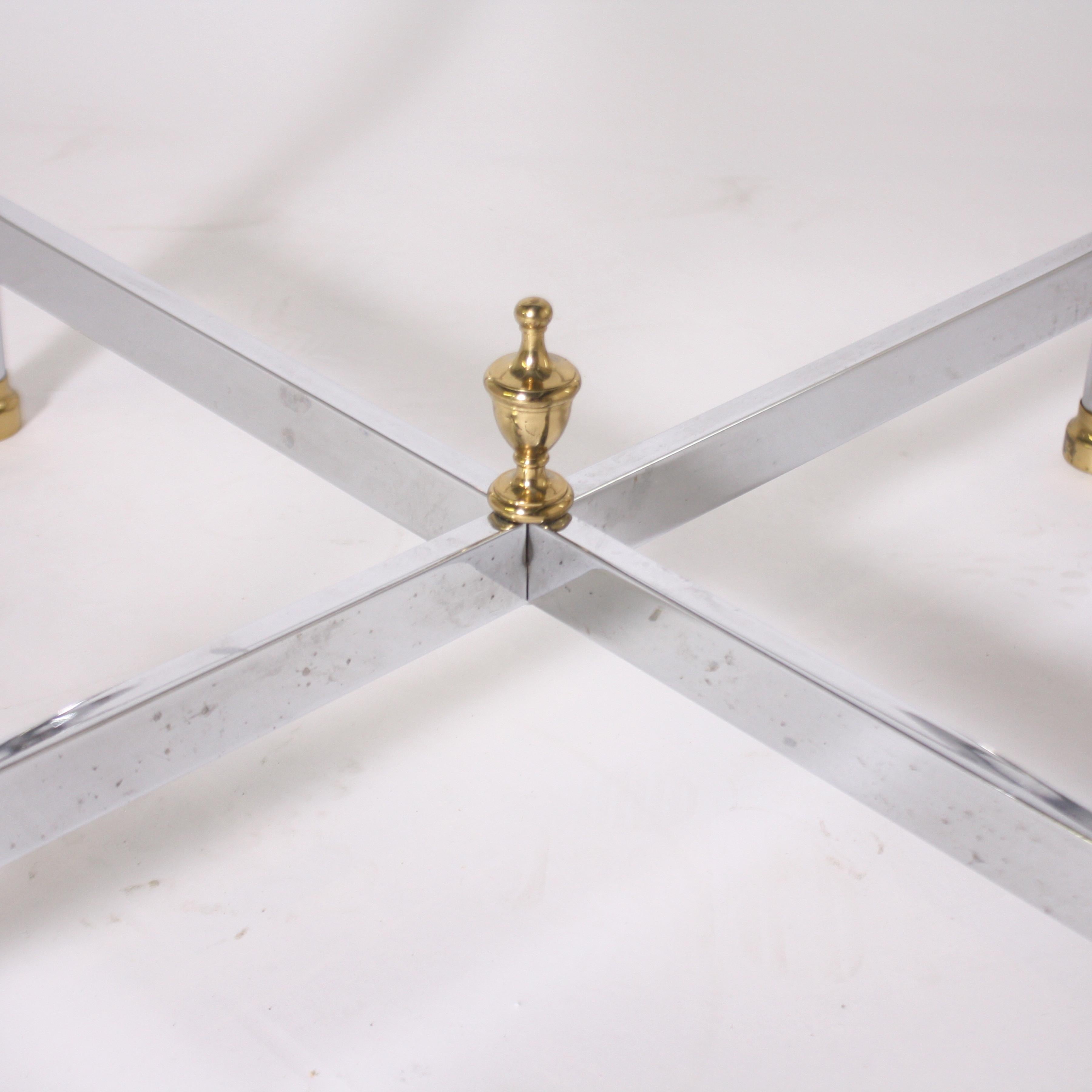 Mid-20th Century Pair of Nickel and Brass Tables, circa 1950 For Sale