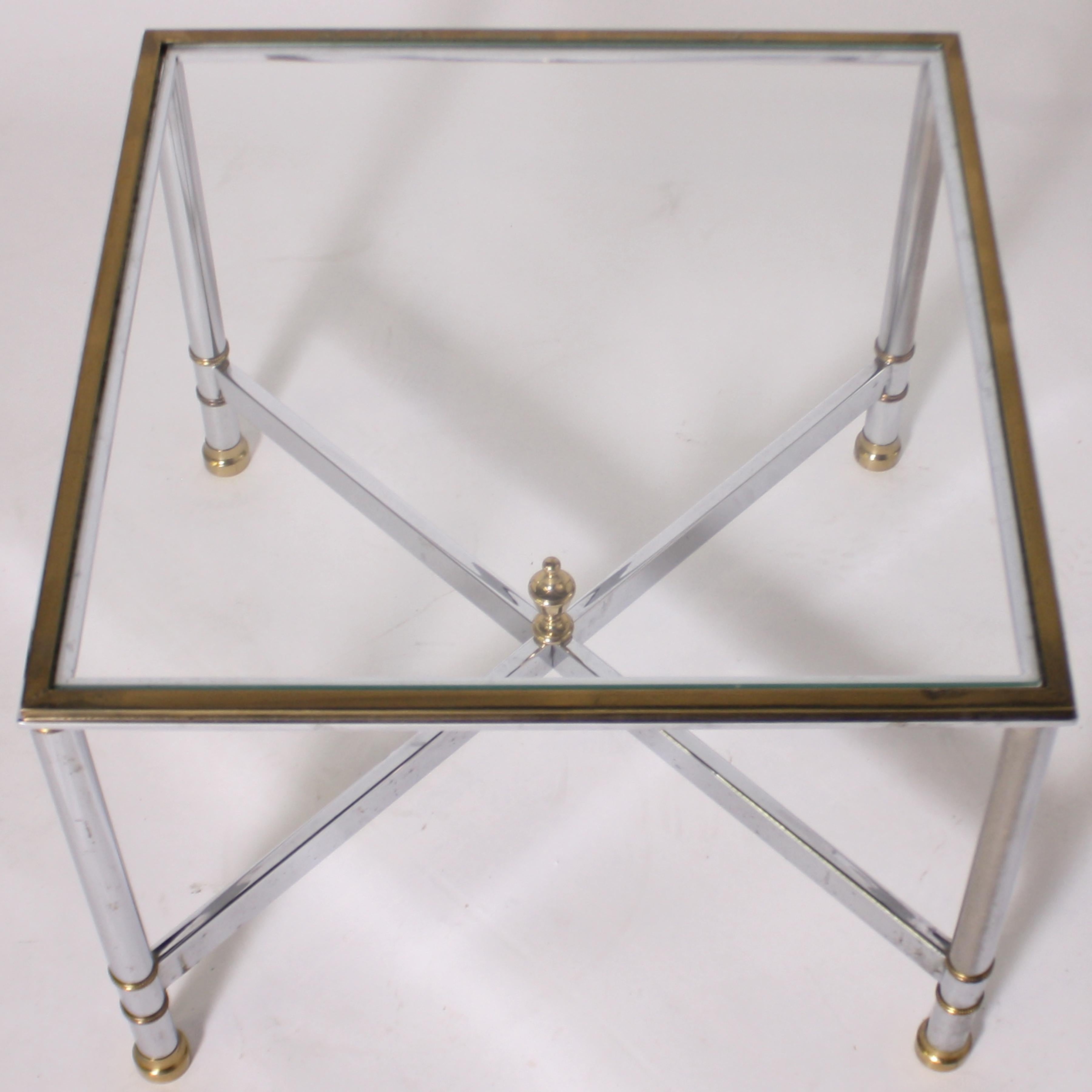 Pair of Nickel and Brass Tables, circa 1950 For Sale 1