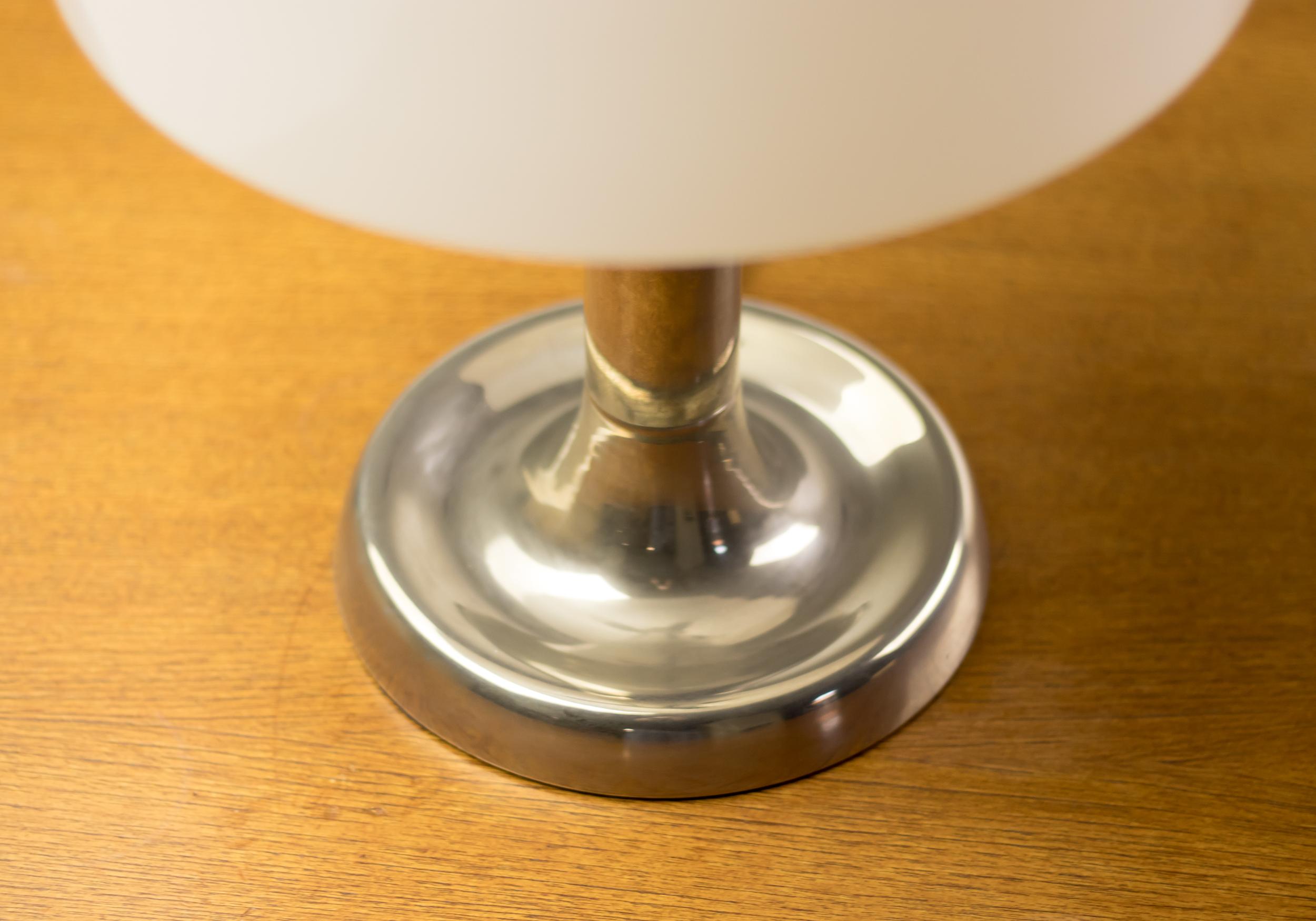 Pair of Nickel and Glass Table Lamps In Good Condition In Dronten, NL