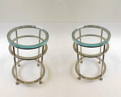 Pair of Nickel and Lucite Side Tables by Jean Michel Wilmotte for Mirak